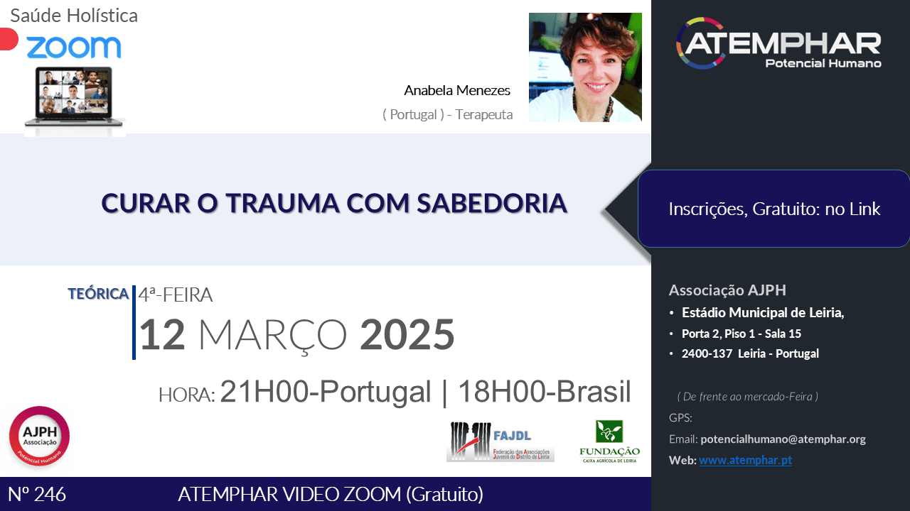 Anabela Menezes - Palestra 246, Online- ATEMPHAR- ZOOM