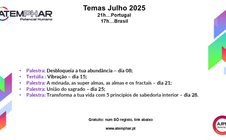Todas as palestras de julho 2025